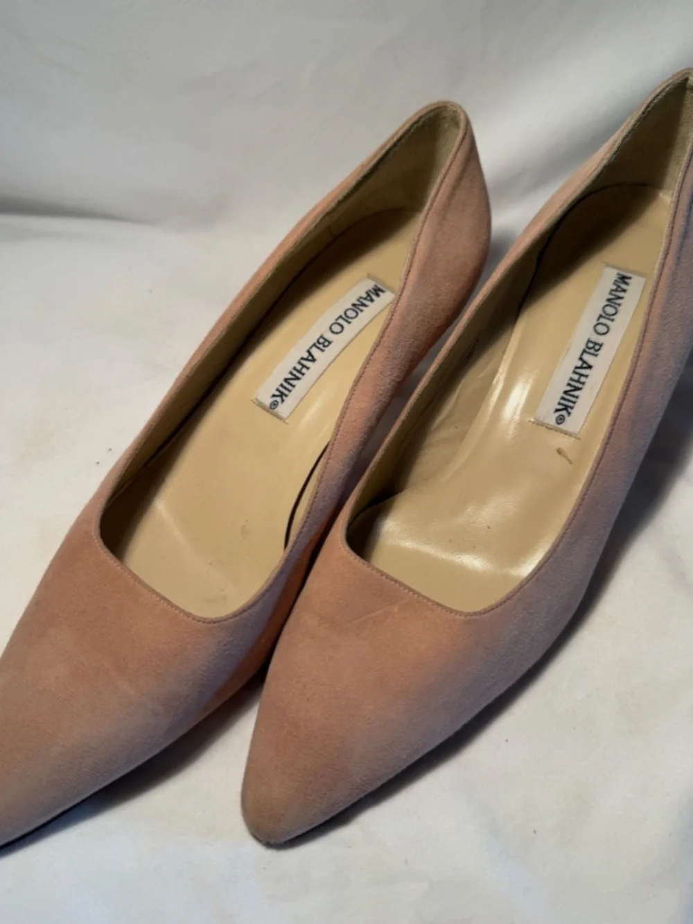 Vintage Manolo Blahnik Light Pink Suede Heels Size 38.5